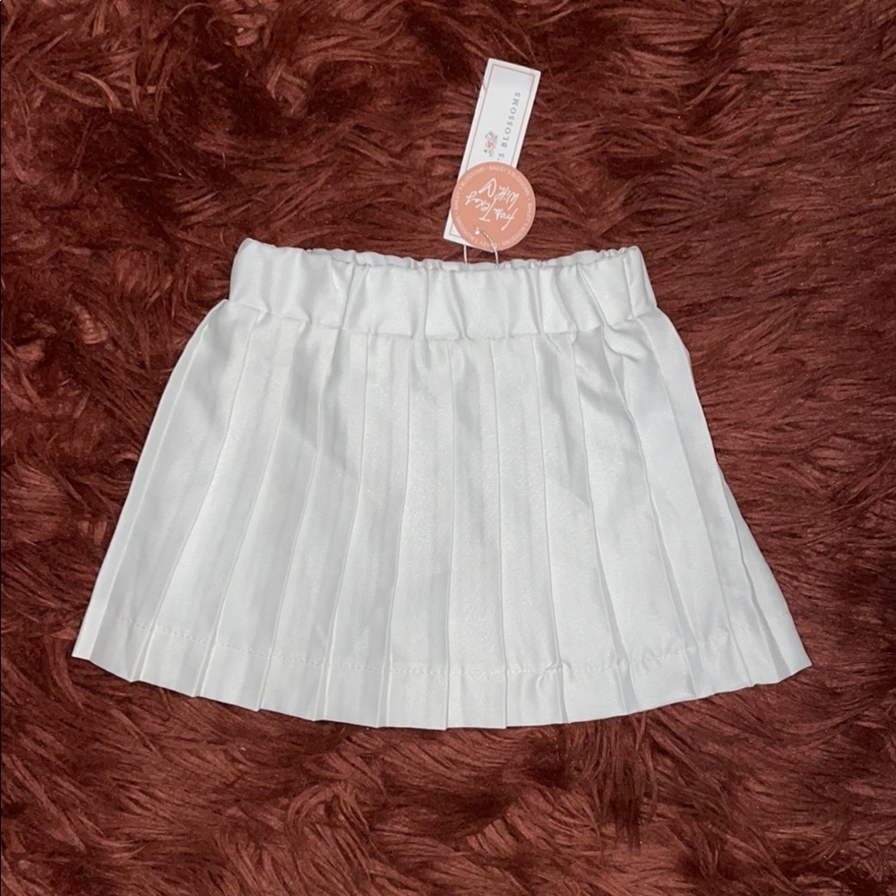 Baileys blossoms White Pleated Kids Skirt
